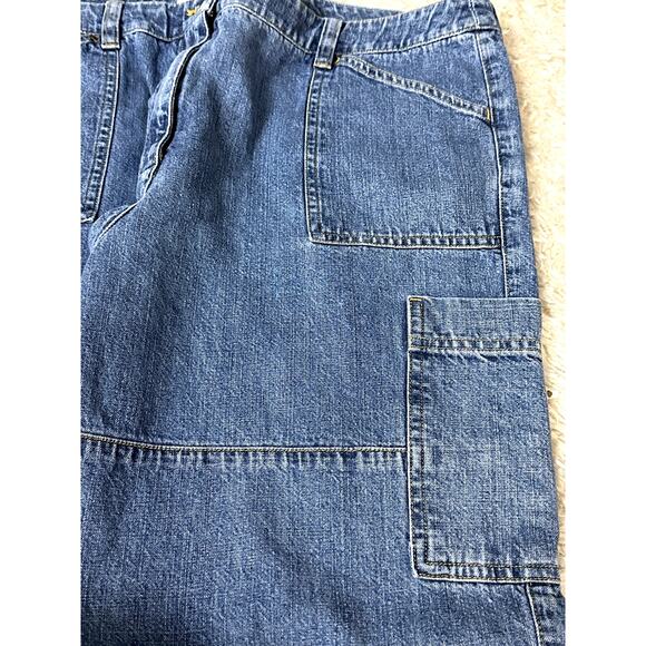 Jones New York Sport Women Size 14 Cropped Denim Jean Cargo Pants Pockets Beachy - Picture 10 of 10